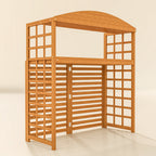 Outsunny Wood Air Conditioner Fence, Outdoor Privacy Screen Potting Table