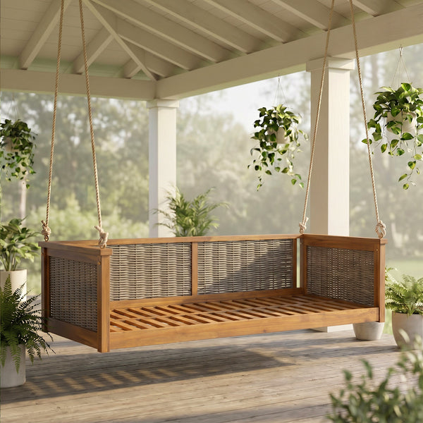 Outdoor Classic Solid Wood Twin Size Swing Bed
