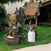Luxenhome Outdoor Water Fountain, 25 Inch Whimsical Puppy Dog Resin Water Fountains Indoor with LED Lights
