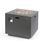33" Outdoor Iron Square Propane Fire Pit - Brushed Brown
