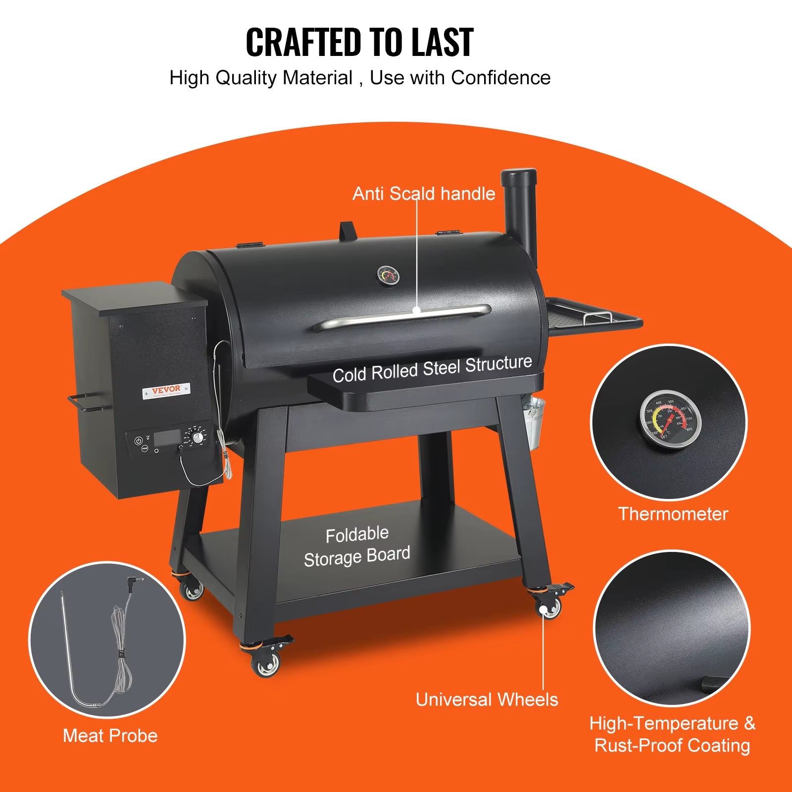 Portable Charcoal Grill Propane Gas Grills with Cover and Cart Heavy Duty Iron BBQ Grill for Outdoor Cooking Barbecue