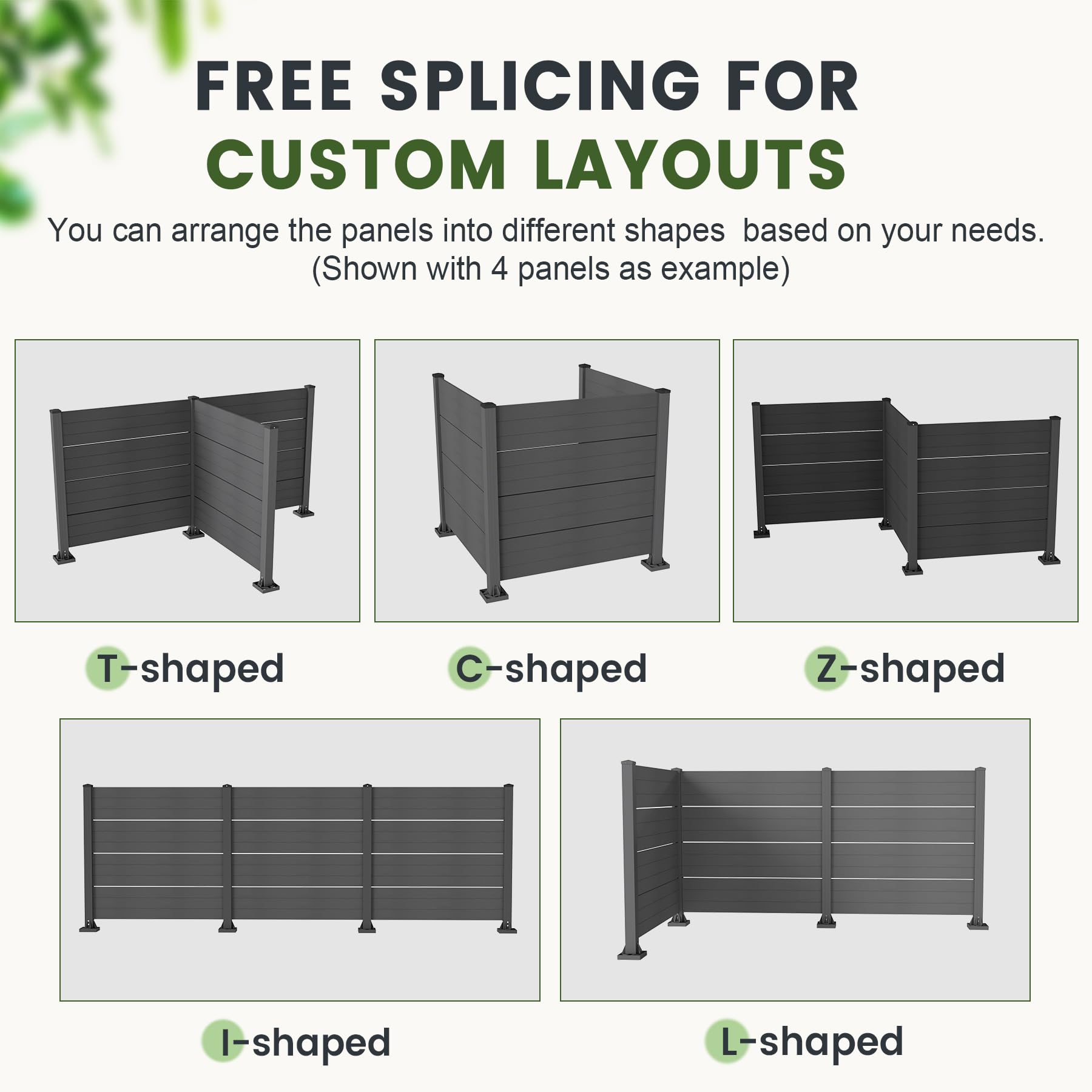50" W x 49" H Outdoor Privacy Screen with Aluminum Posts