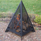 Sunnydaze Majestic Pyramid Steel Mesh Wood Burning Fire Bowl Pit