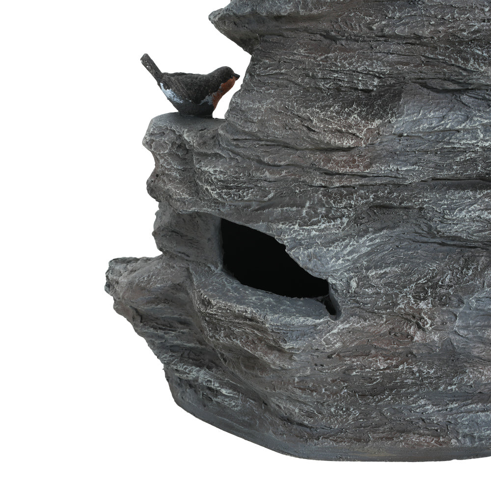4-Tier Concrete Rock Waterfall Fountain with LED Lights