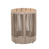 Outdoor Rope Chaise Lounge Set with Adjustable Backrest and Teak Look Side Table