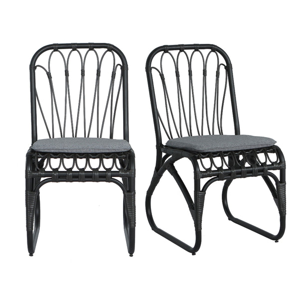Outdoor Wicker Dining Chairs With Washable Cushions (Set of 2)