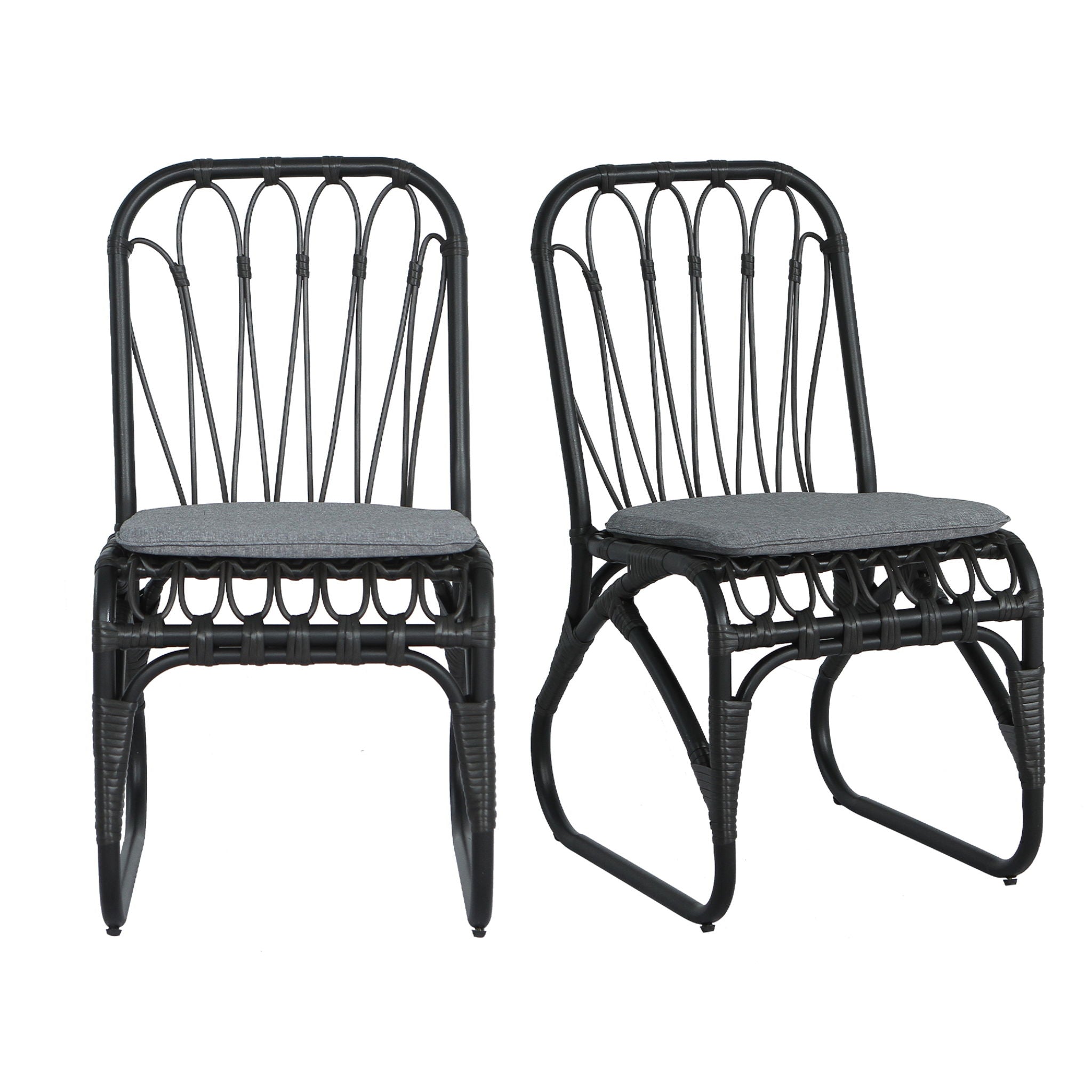 Outdoor Wicker Dining Chairs With Washable Cushions (Set of 2)