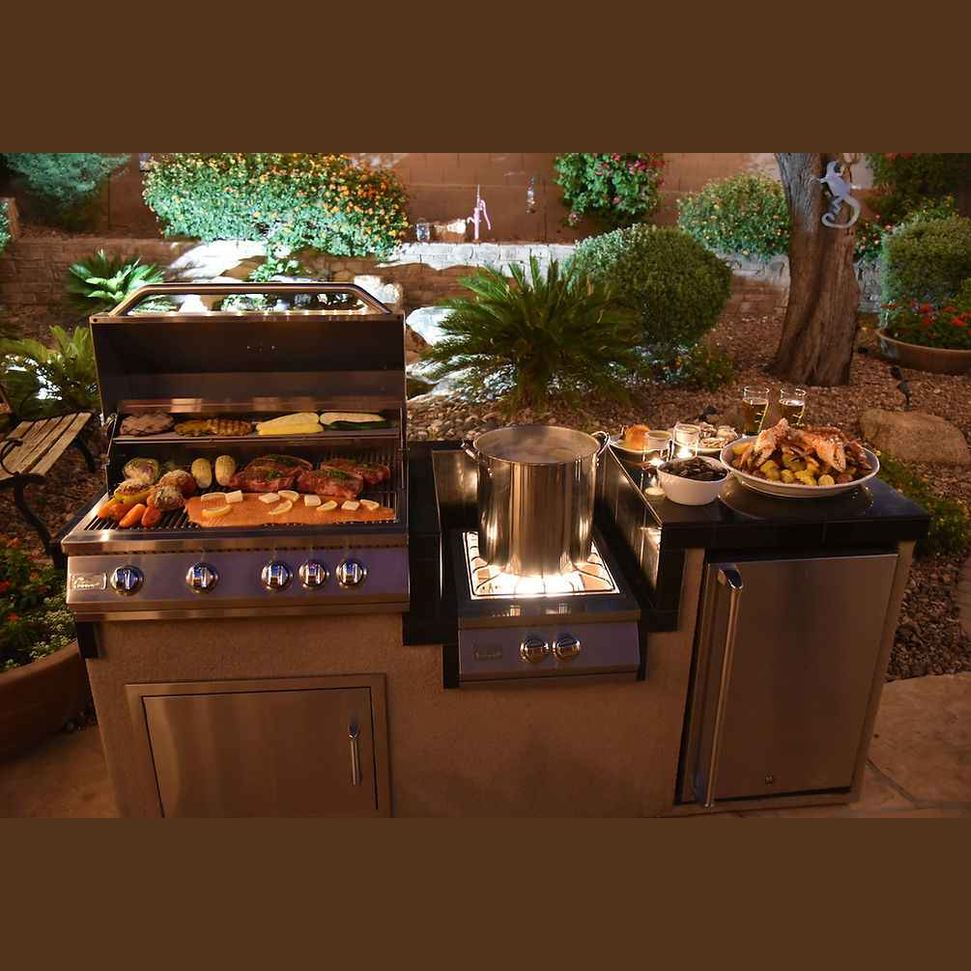 BBQ Island - 7'6" Outdoor Kitchen with 4-Burner Grill