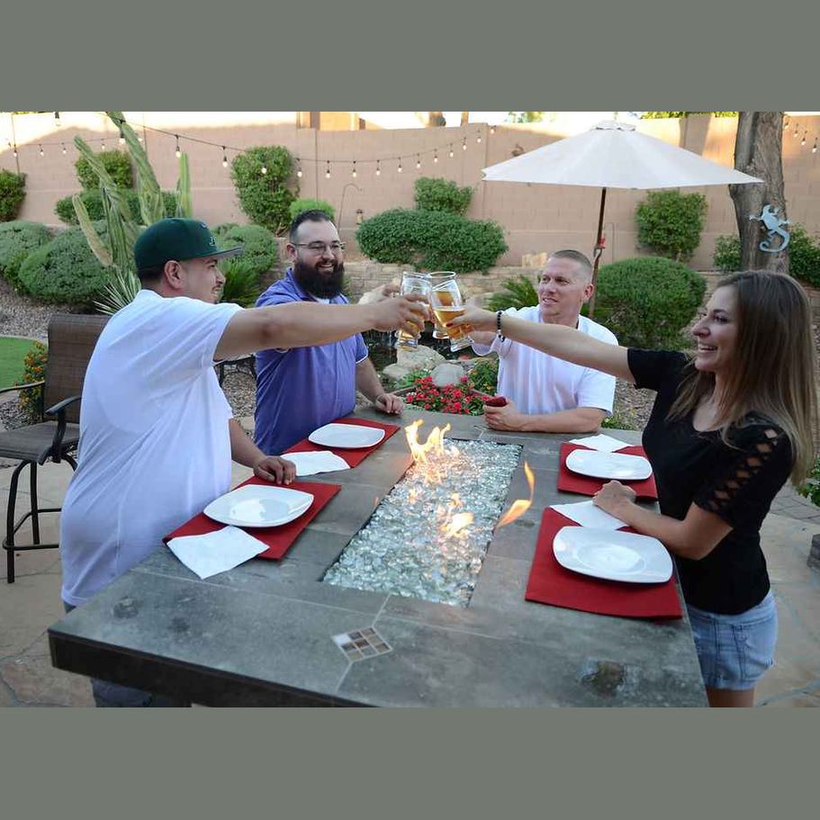 Entertainer Outdoor Fire Pit Table – 6 Ft with Fire Glass (LP/NG Compatible)