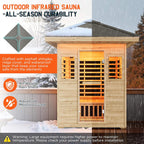 The Zurich 3-Person Low EMF Spruce Wood Outdoor Infrared Sauna with Bluetooth Speakers and LED Lights
