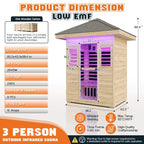 The Zurich 3-Person Low EMF Spruce Wood Outdoor Infrared Sauna with Bluetooth Speakers and LED Lights
