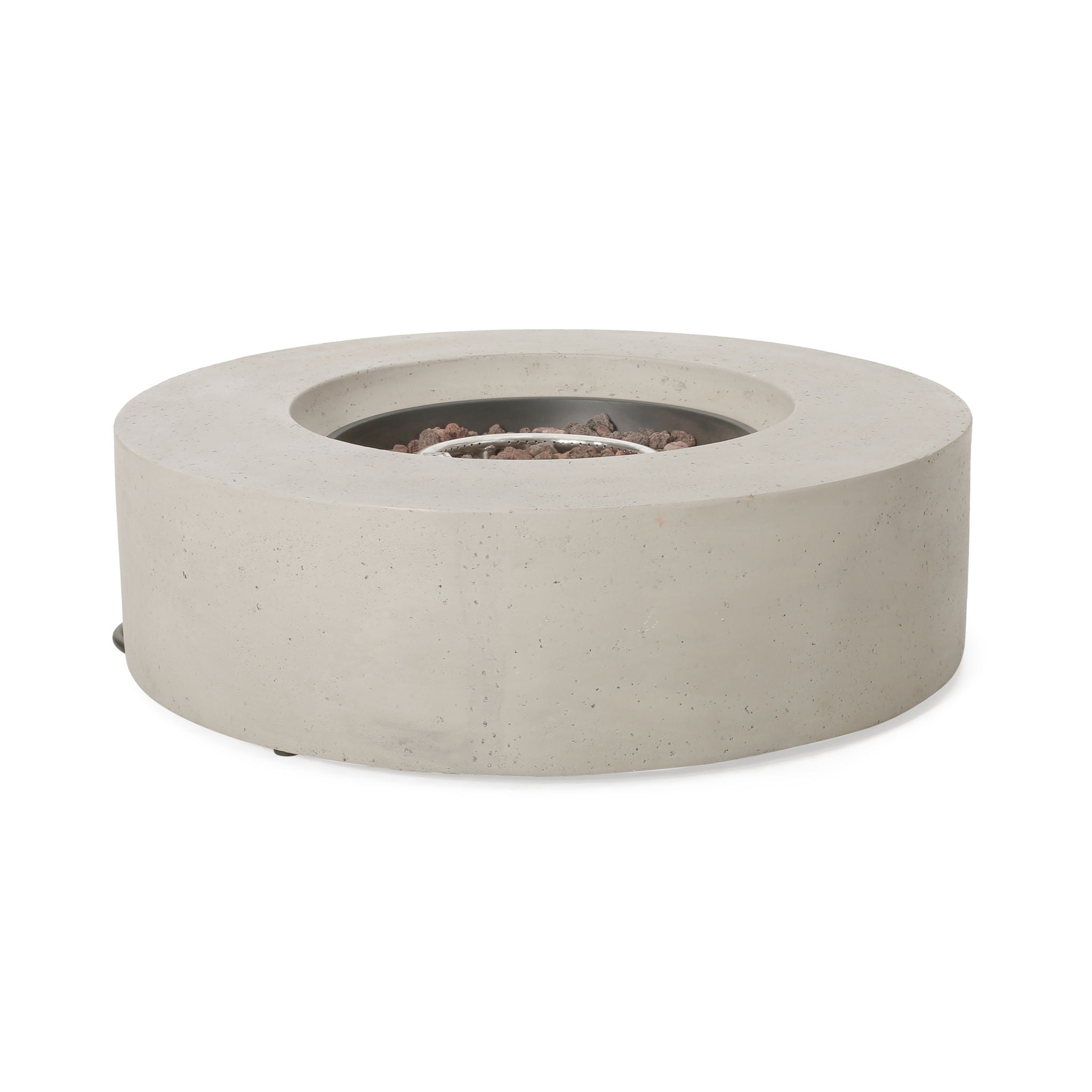 Modern Lightweight Concrete Outdoor Circular Fire Pit 50,000 BTU