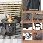 30K BTU Premium Outdoor Patio Gas Fire Pit Table with Fire Glass and Cover, 32"