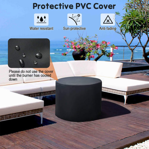 30K BTU Premium Outdoor Patio Gas Fire Pit Table with Fire Glass and Cover, 32"