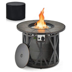 30K BTU Premium Outdoor Patio Gas Fire Pit Table with Fire Glass and Cover, 32"
