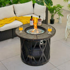 30K BTU Premium Outdoor Patio Gas Fire Pit Table with Fire Glass and Cover, 32"