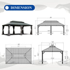 12' x 20' Hardtop Gazebo with Double Roof Canopy