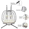 Hanging Swing 2 Seat Chair with Stand, Patio Wicker Hammock Egg Swing with Cushion for Bedroom Garden Indoor Outdoor