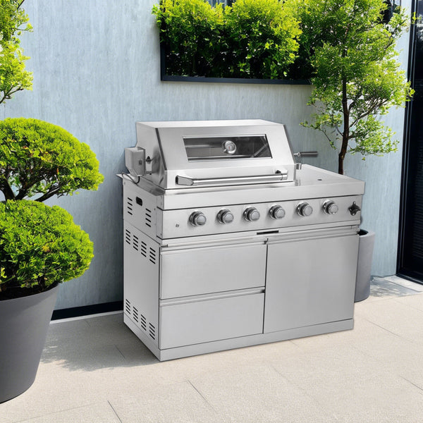 Gas Grill Four Burners Stainless Steel Outdoor Kitchen Island