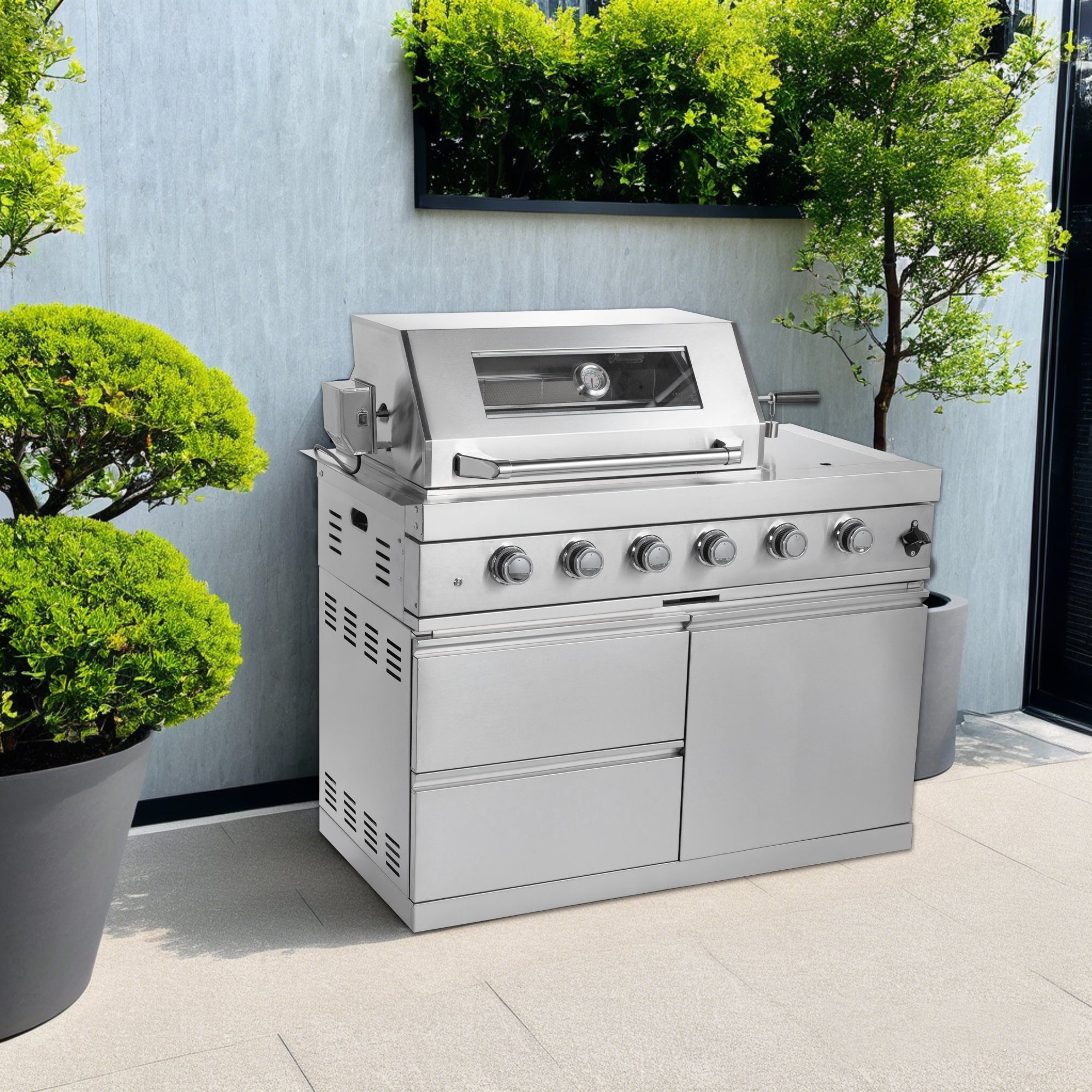 Gas Grill Four Burners Stainless Steel Outdoor Kitchen Island