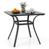 32 Inch Patio Dining Table Metal Square Table for Dining with 4 Curved Legs-Gray