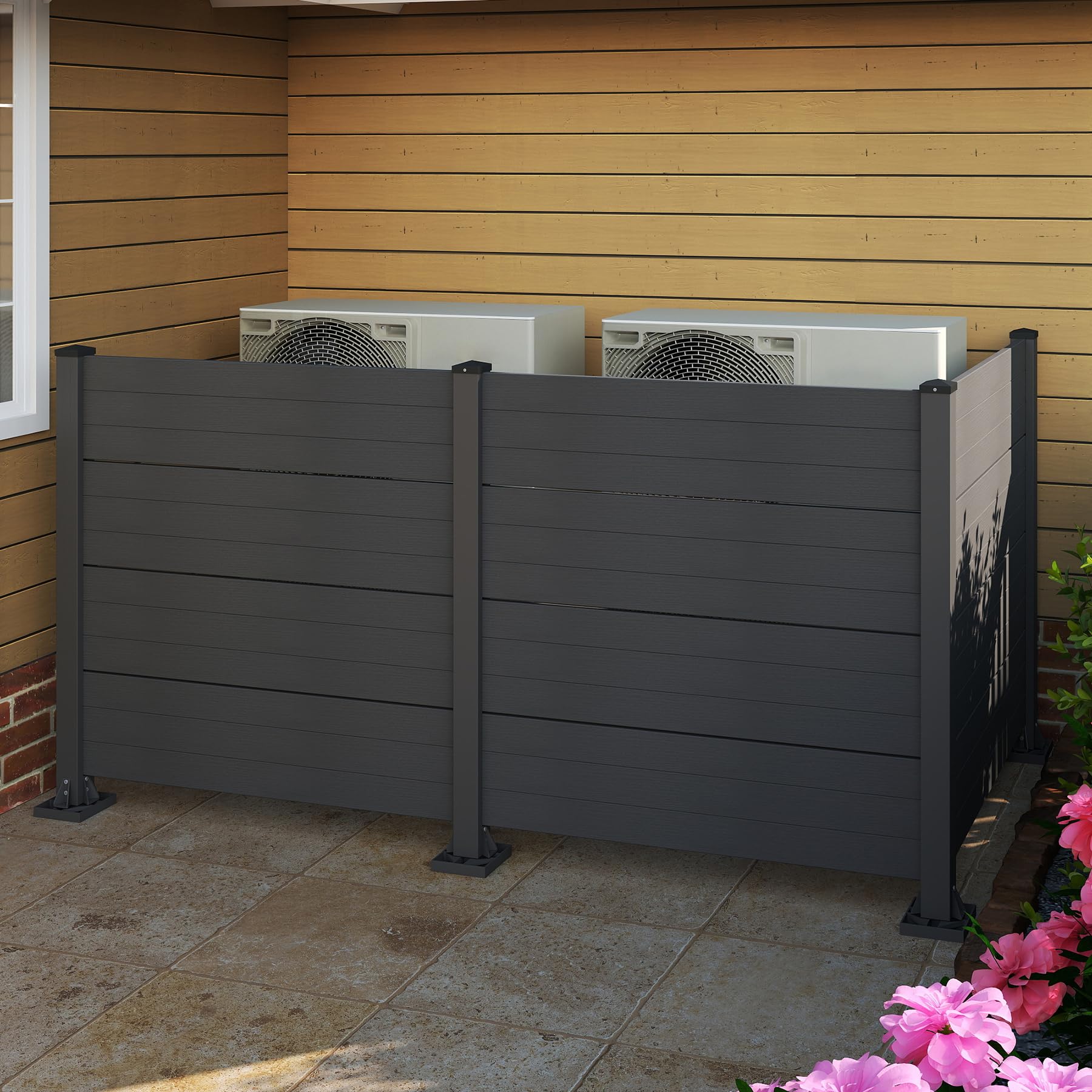 50" W x 49" H Outdoor Privacy Screen with Aluminum Posts