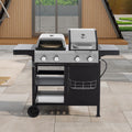 2+2 multifunctional gas barbecue grill and covered grill combination for outdoor cooking