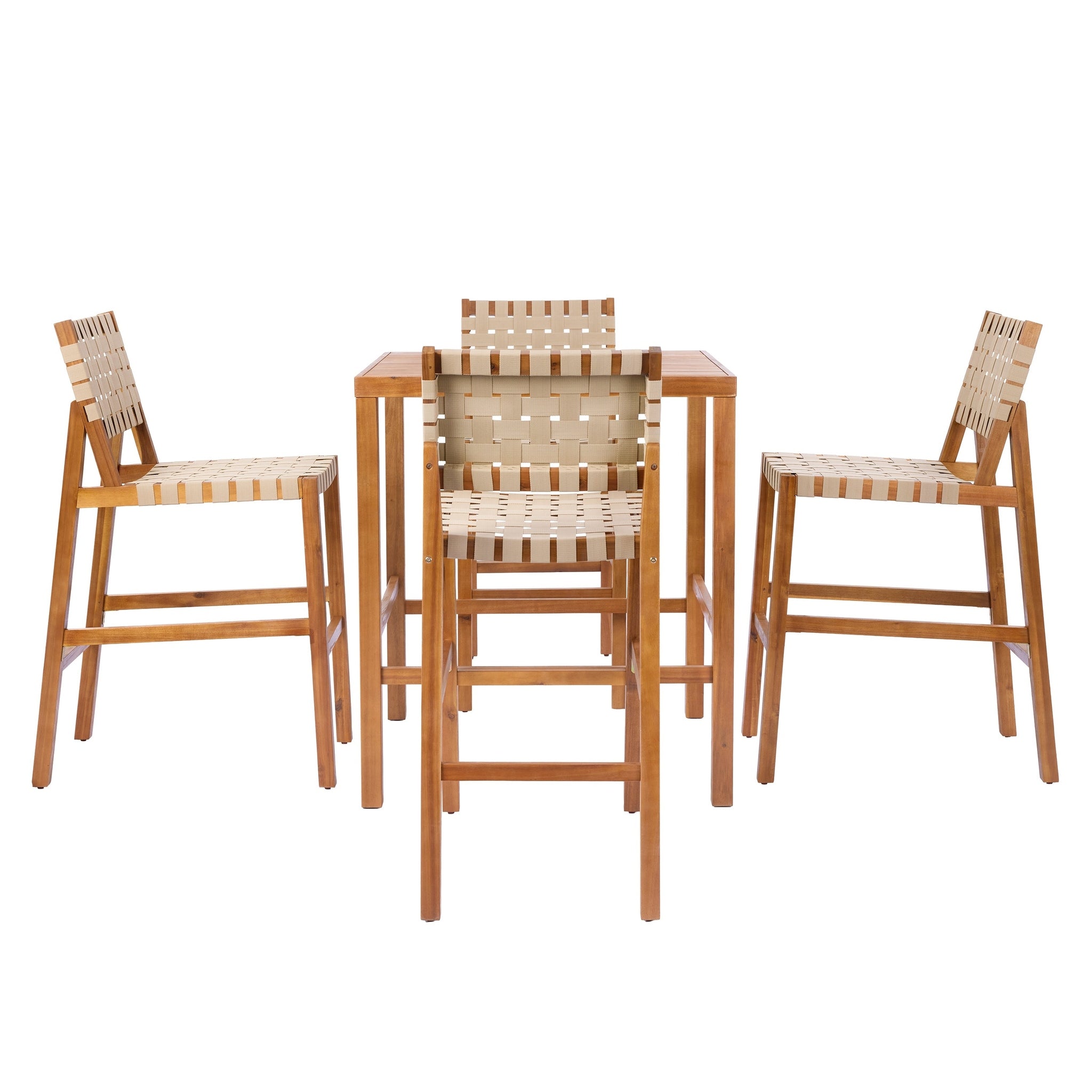 30.5 Inch Seat Height Outdoor Acacia Solid Wood Patio Furniture Set