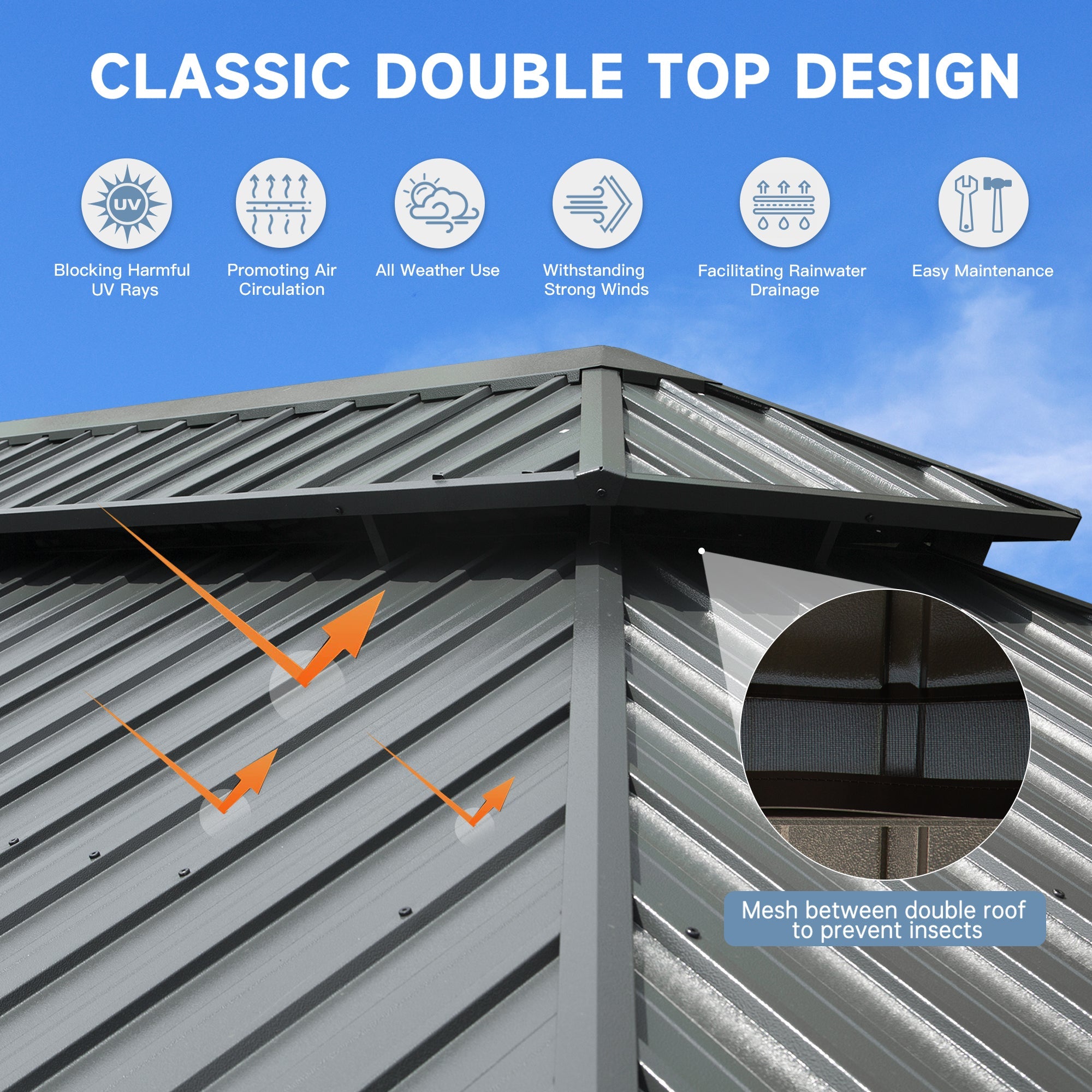 14' x 20' Hardtop Gazebo Outdoor Metal Gazebo Canopy