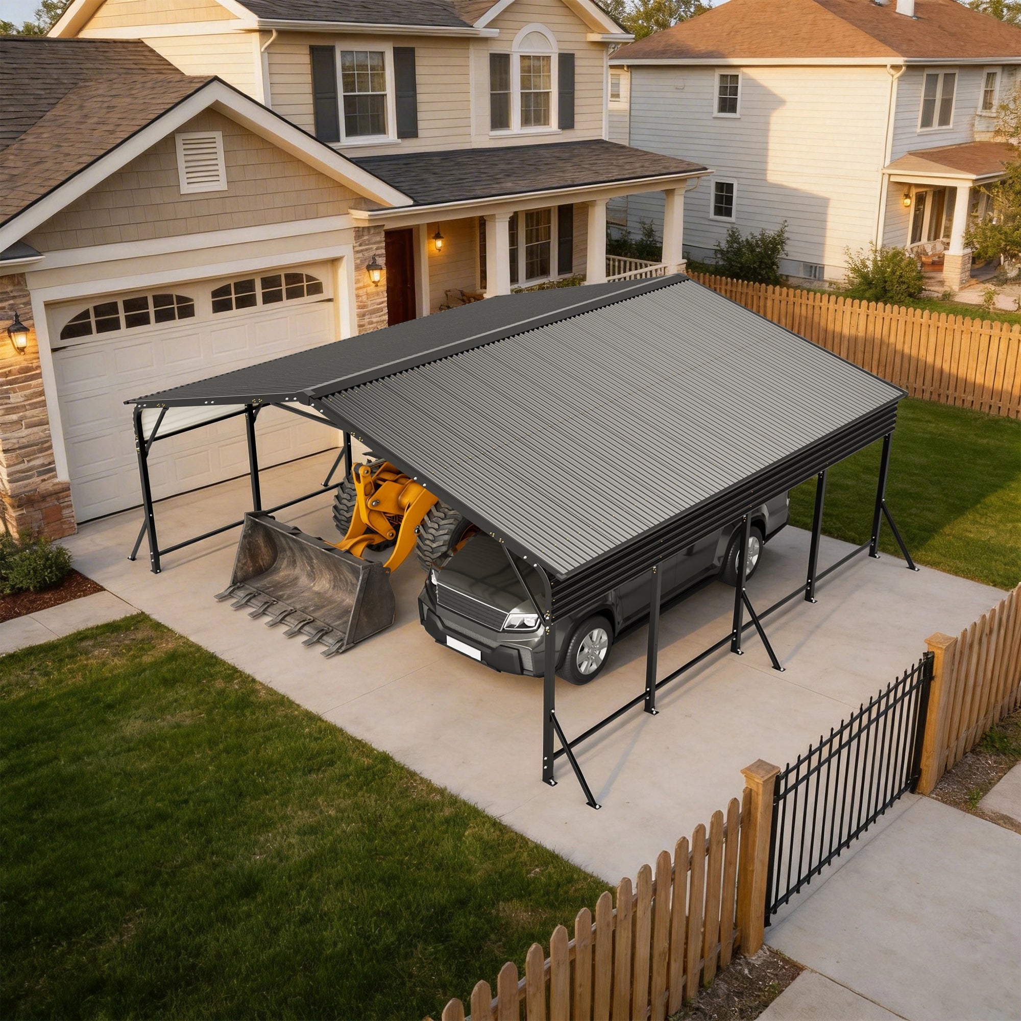 20'x20' Galvanized Steel Carport Canopy