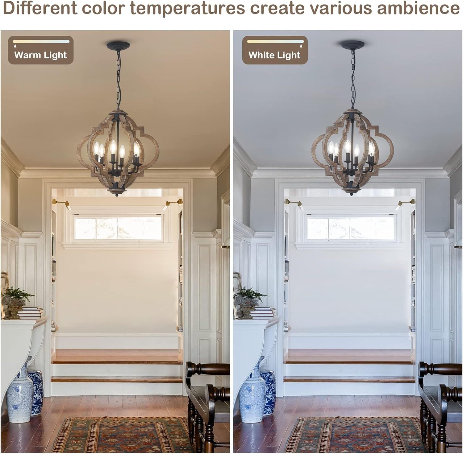 Farmhouse Chandelier- 6 Light Rustic Light Fixture