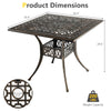 35.4 Inch Aluminum Patio Square Dining Table with Umbrella Hole-Bronze