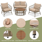Bohemia-Inspired 4-Person Outdoor Seating Group With Removable Cushions