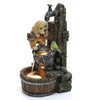 Luxenhome Outdoor Water Fountain, 25 Inch Whimsical Puppy Dog Resin Water Fountains Indoor with LED Lights