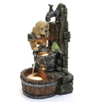 Luxenhome Outdoor Water Fountain, 25 Inch Whimsical Puppy Dog Resin Water Fountains Indoor with LED Lights