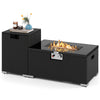 2-Piece Outdoor Rattan Fire Table Set - 32 Inch Rectangle Gas Firepit with Tank Cover - 3 colors