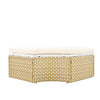 Outdoor Patio Round Rattan Daybed Sectional Beige Retractable Canopy