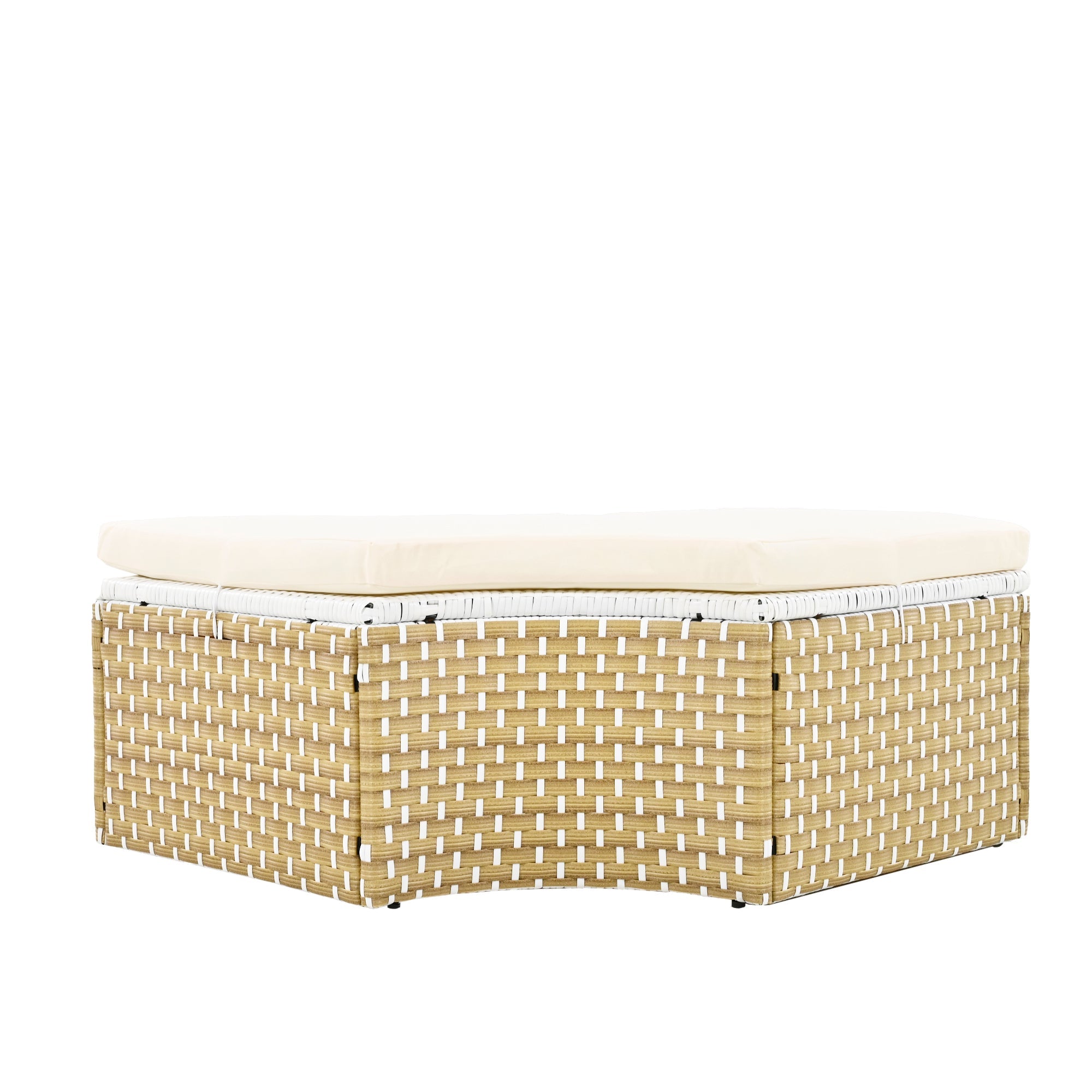 Outdoor Patio Round Rattan Daybed Sectional Beige Retractable Canopy