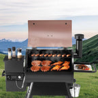 Wood Pellet Grill and Smoker, 8 in 1 BBQ Grills for Outdoor Cooking, 575 Sq.In. Cook Area Electric Smokers,Control Black