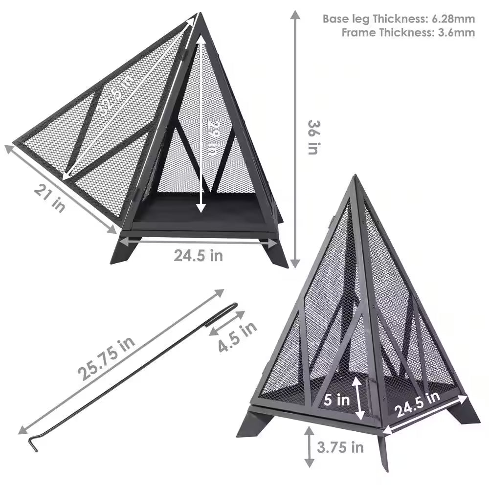 Sunnydaze Majestic Pyramid Steel Mesh Wood Burning Fire Bowl Pit