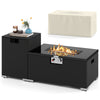 2-Piece Outdoor Rattan Fire Table Set - 32 Inch Rectangle Gas Firepit with Tank Cover - 3 colors