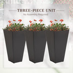 Outsunny Set of 3 Tall Planters with Drainage Hole