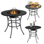 31.5 Inch Patio Fire Pit Dining Table With Cooking BBQ Grate