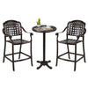 Outdoor 3 Piece Patio Bar Set  - Cast Aluminum Round High Top Table  - 2 Counter Height Bar Stools
