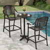 Outdoor 3 Piece Patio Bar Set  - Cast Aluminum Round High Top Table  - 2 Counter Height Bar Stools