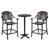 Outdoor 3 Piece Patio Bar Set  - Cast Aluminum Round High Top Table  - 2 Counter Height Bar Stools