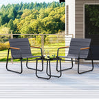 3 Pieces Patio Bistro Set - Fabric Conversation Set-Gray