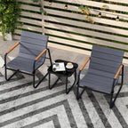 3 Pieces Patio Bistro Set - Fabric Conversation Set-Gray