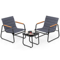 3 Pieces Patio Bistro Set - Fabric Conversation Set-Gray