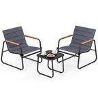 3 Pieces Patio Bistro Set - Fabric Conversation Set-Gray